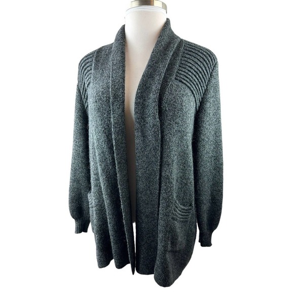 Alpaca Connection Grey Wool Blend Peruvian Shawl Collar Cozy Blanket Cardigan OS - Picture 4 of 12